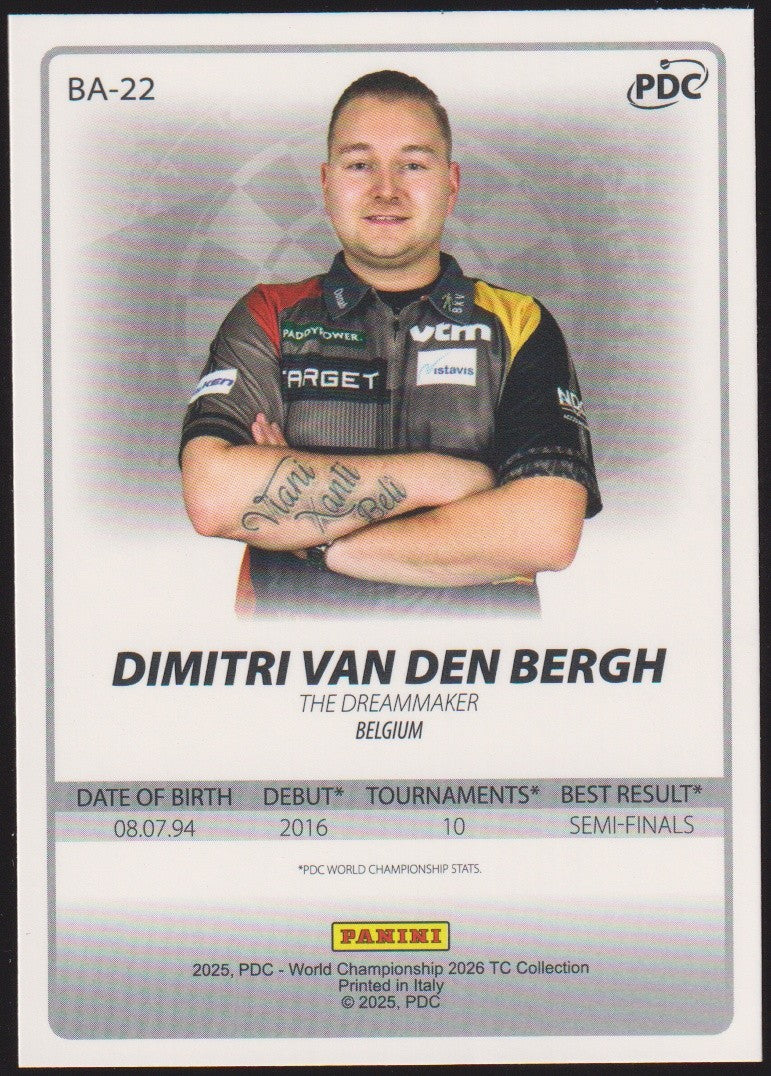 Panini PDC World Championship 2026 Dimitri Van den Bergh Refractor Parallel – Bild 2