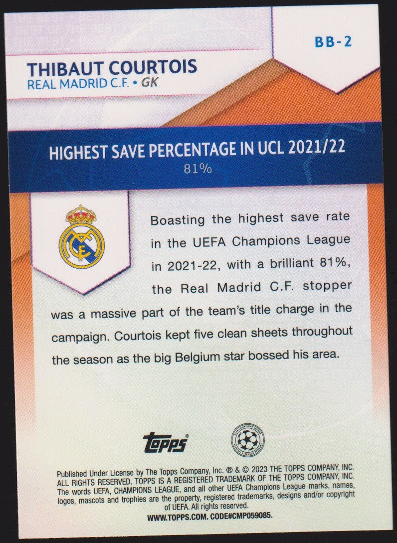 Topps 2021-22 Thibaut Courtois Real Madrid C.F. Parallel Rare Nr. BB-2 – Bild 2
