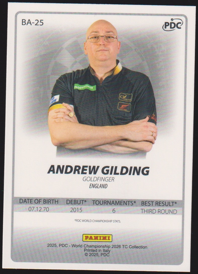 Panini PDC World Championship 2026 Andrew Gilding Refractor Parallel – Bild 2