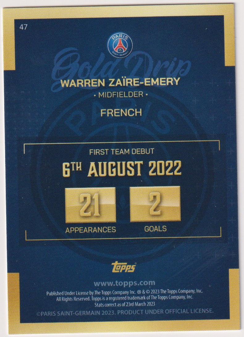 Topps Gold Drip 2023-24 Warren Zaire-Emery Rookie Paris Saint-Germain Parallel – Bild 2
