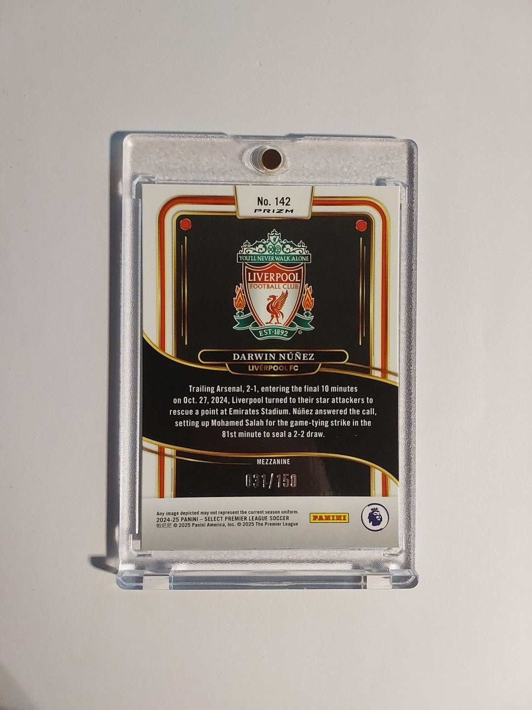 Panini Select 2024-25 Darwin Nunez Liverpool Parallel 31/150 Refractor Rare Hit – Bild 2