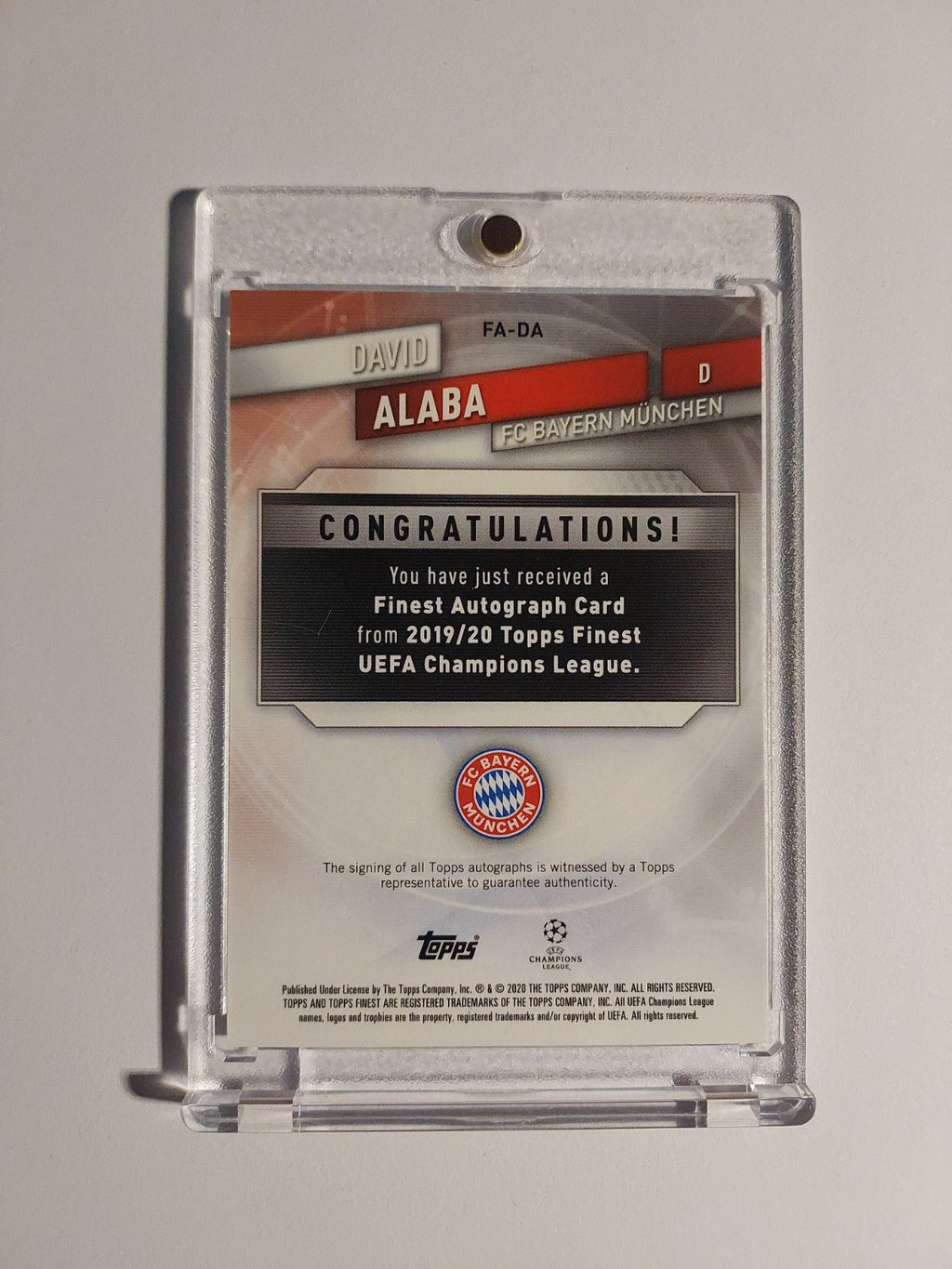 Topps Finest 2019-20 David Alaba Auto Bayern München Parallel Refractor Rare Hit – Bild 2
