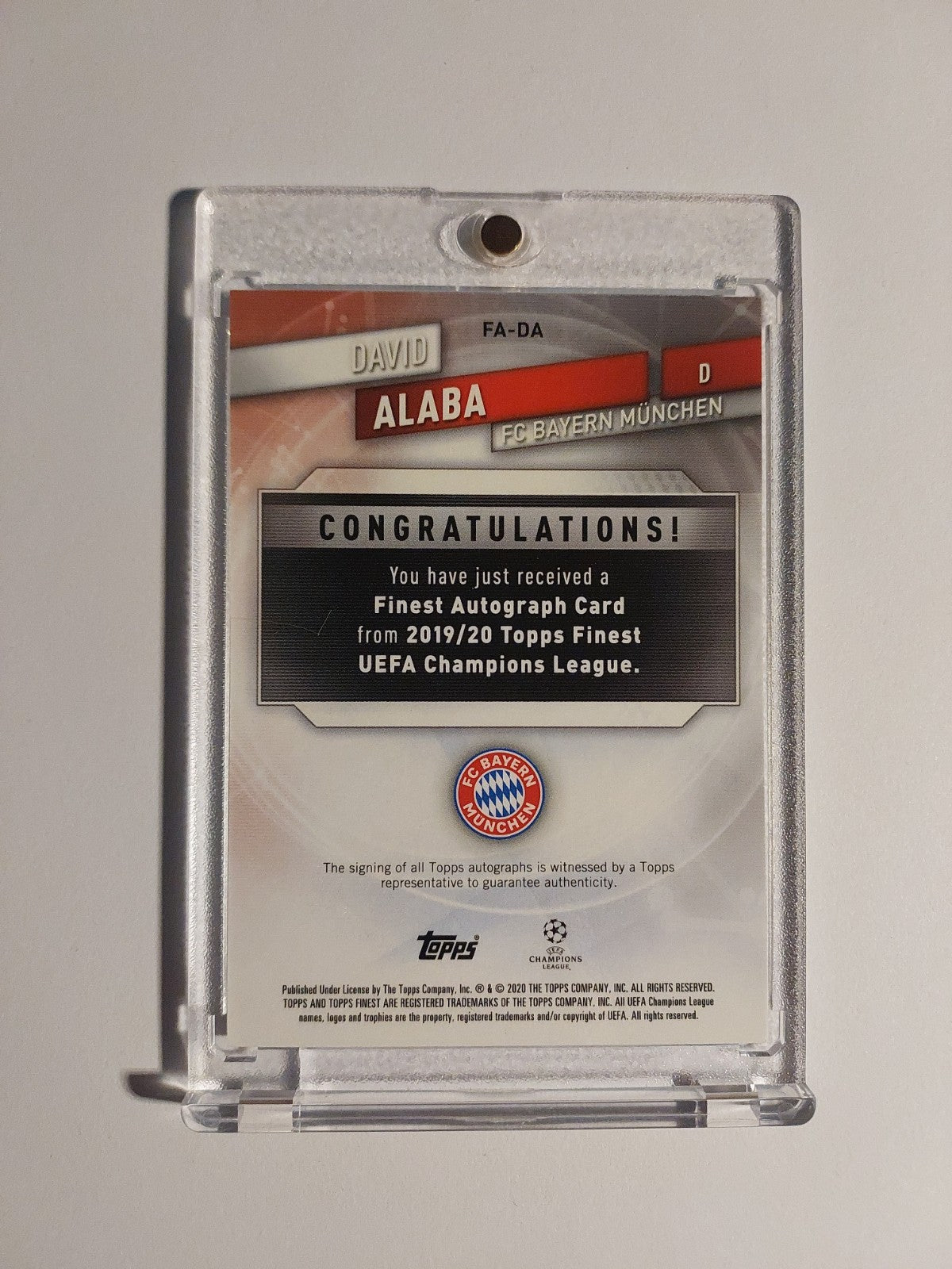 Topps Finest 2019-20 David Alaba Auto Bayern München Parallel Refractor Rare Hit – Bild 2