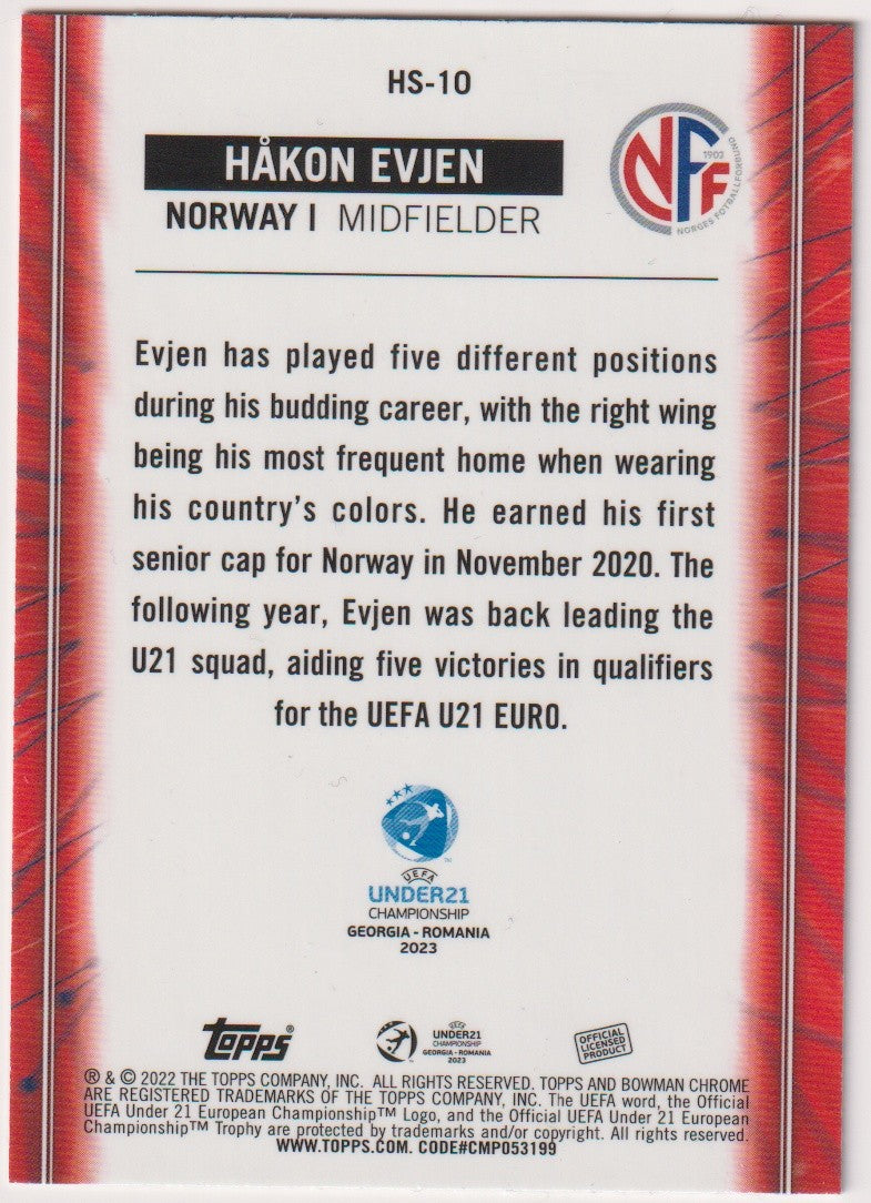 Topps Chrome 2023-24 Håkon Evjen UEFA Under21 Championship Parallel Rare HS-10 – Bild 2