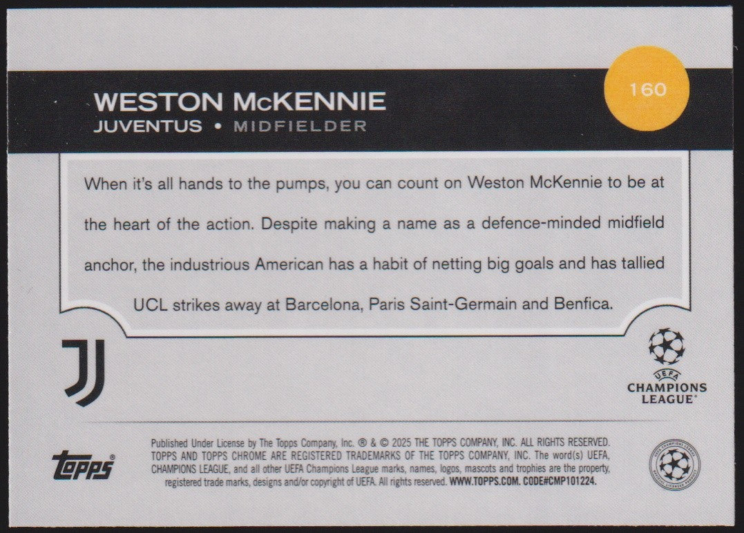 Topps Chrome 2024-25 Weston McKennie Juventus Parallel Refractor – Bild 2