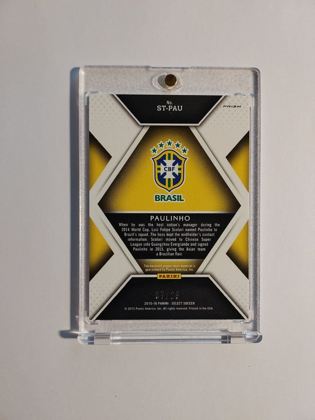 Panini Select 2015-16 Paulinho Brasilien Patch Relic Parallel 7/25 Refractor – Bild 2