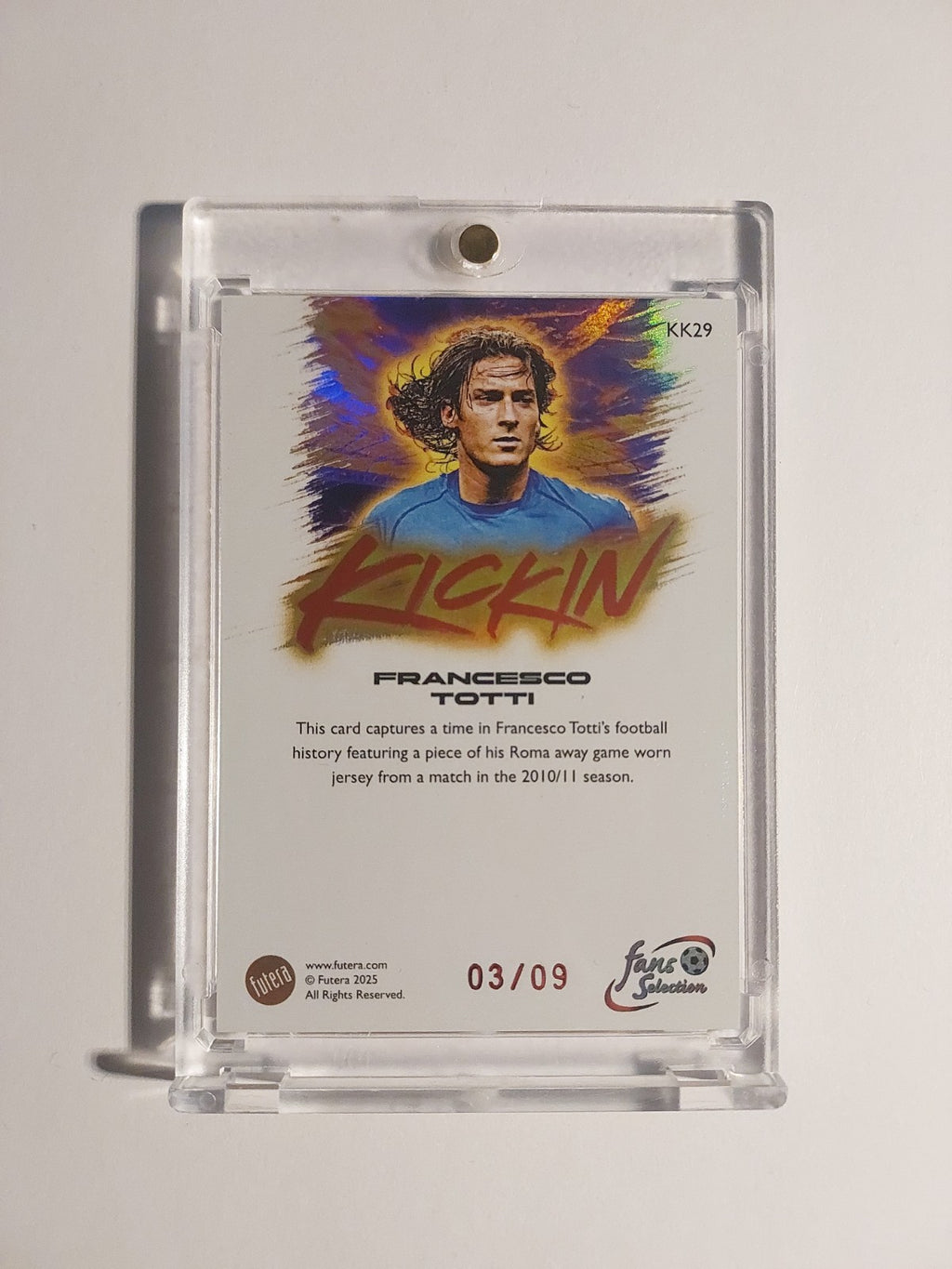 Futera Fans Selection 2025 Francesco Totti Patch Relic AS Rom Parallel 3/9 Rare – Bild 2