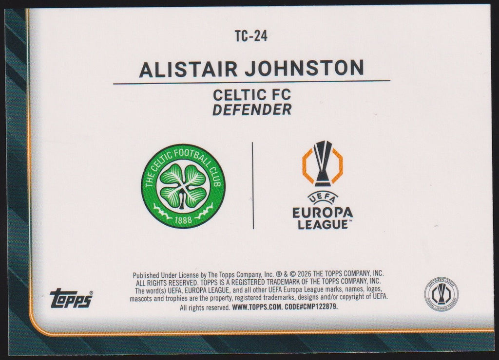 Topps Trophy 2025-26 Alistair Johnston Celtic FC UEFA Europa League Parallel – Bild 2