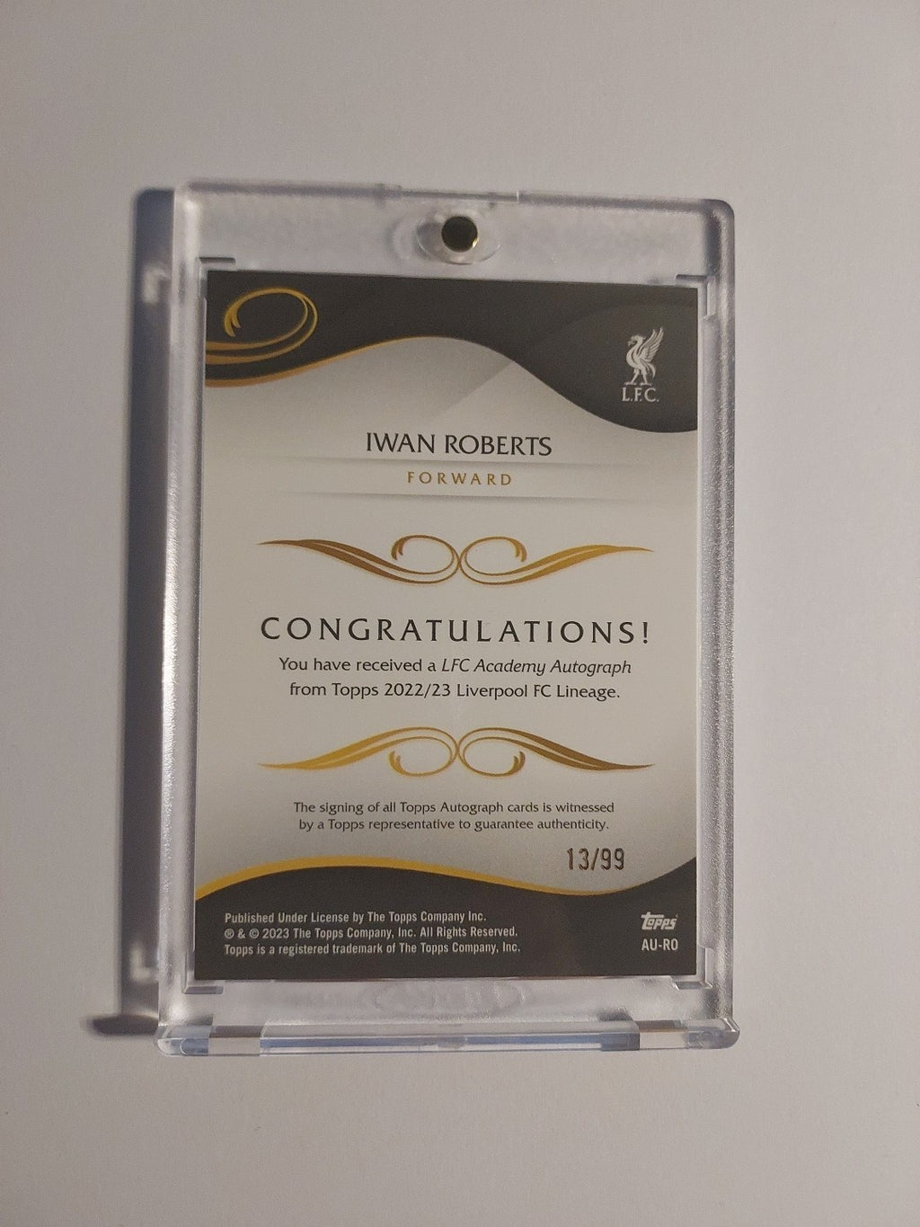 Topps Lineage Liverpool 2022-23 Iwan Roberts Auto 1st Bowman Parallel 17/99 Rare – Bild 2