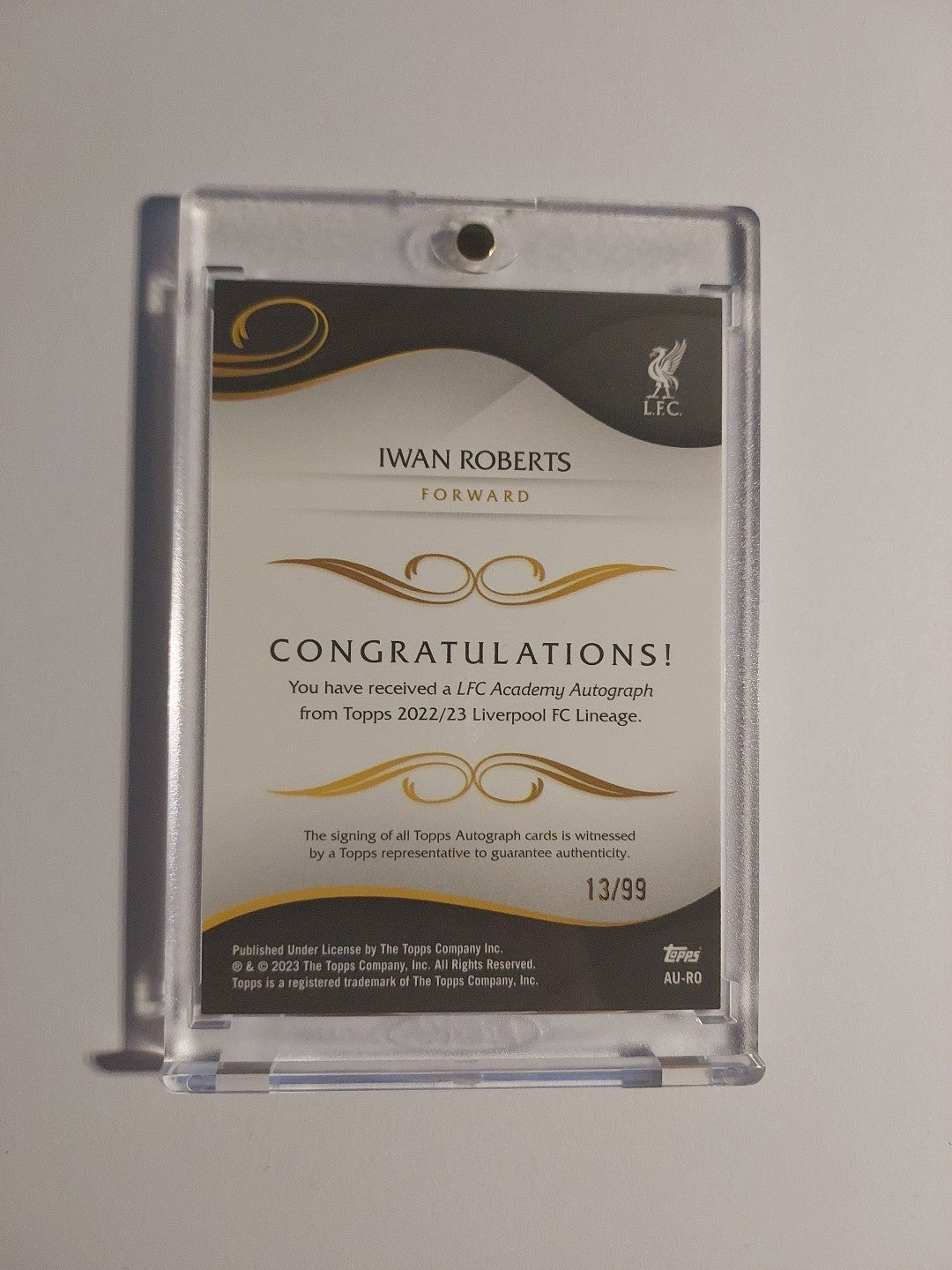 Topps Lineage Liverpool 2022-23 Iwan Roberts Auto 1st Bowman Parallel 17/99 Rare – Bild 2