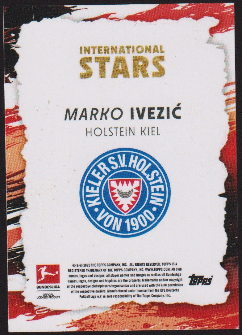 Topps International Stars 2024-25 Marko Ivezić Holstein Kiel BUNDESLIGA Parallel – Bild 2