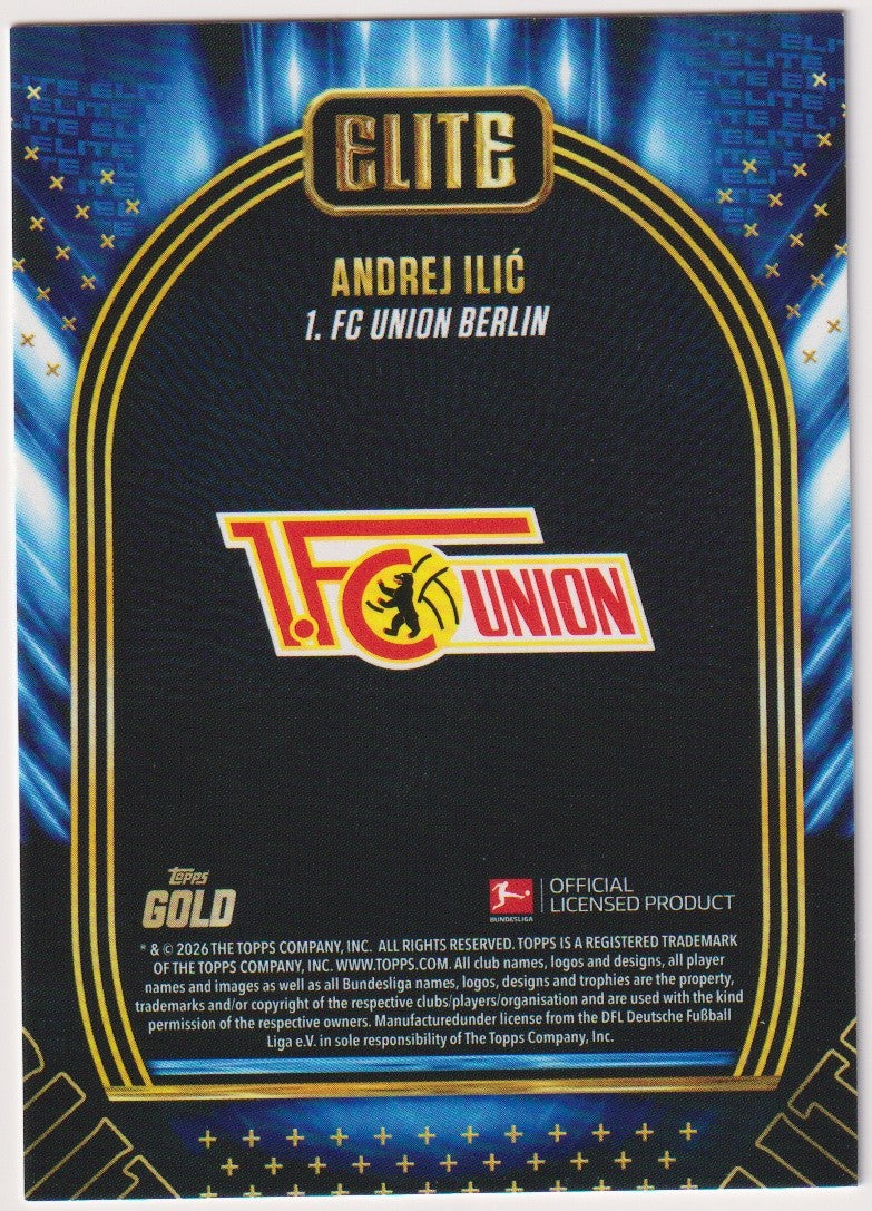 Topps Elite 2025-26 Andrej Ilic 1. FC Union Berlin Parallel 66/99 Refractor – Bild 2
