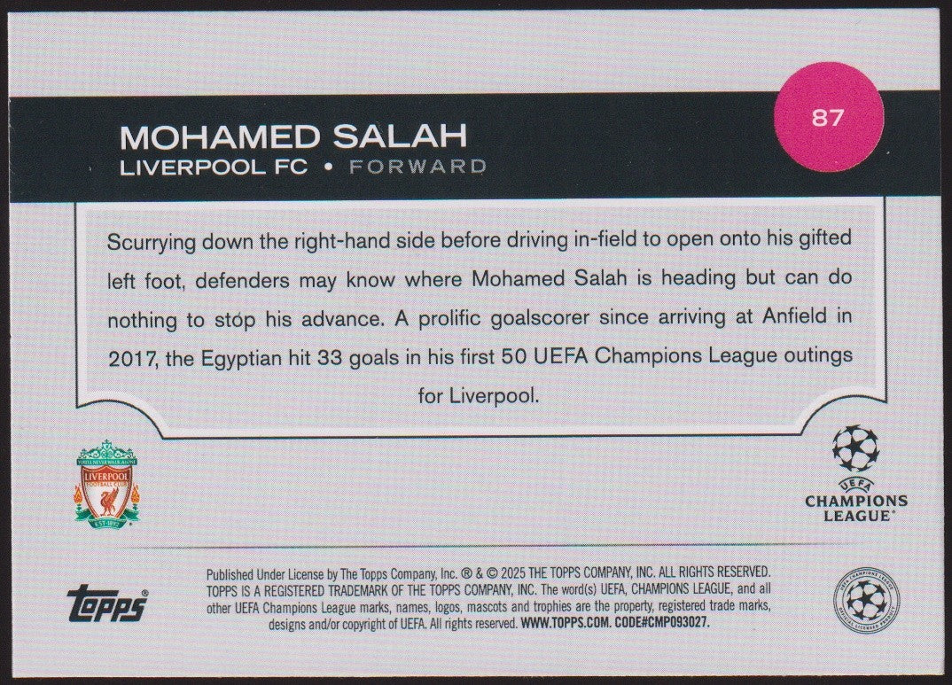 Topps Champions League 2024-25 Mohamed Salah Liverpool FC Standard Parallel Rare – Bild 2