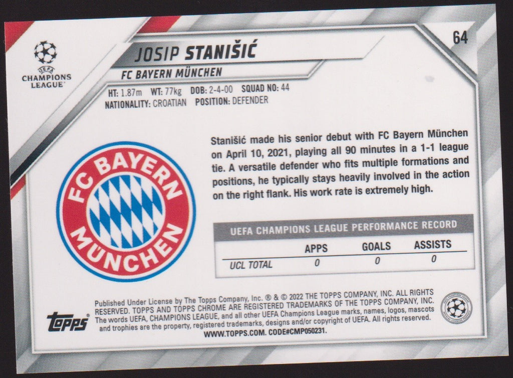 Topps Champions League 2021-22 Josip Stanisic Rookie FC Bayern München Parallel – Bild 2