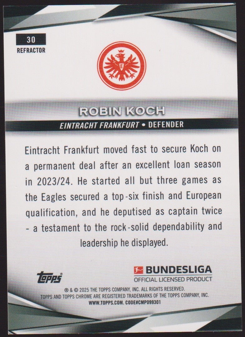 Topps Chrome Bundesliga 2024-25 Robin Koch Eintracht Frankfurt Parallel – Bild 2