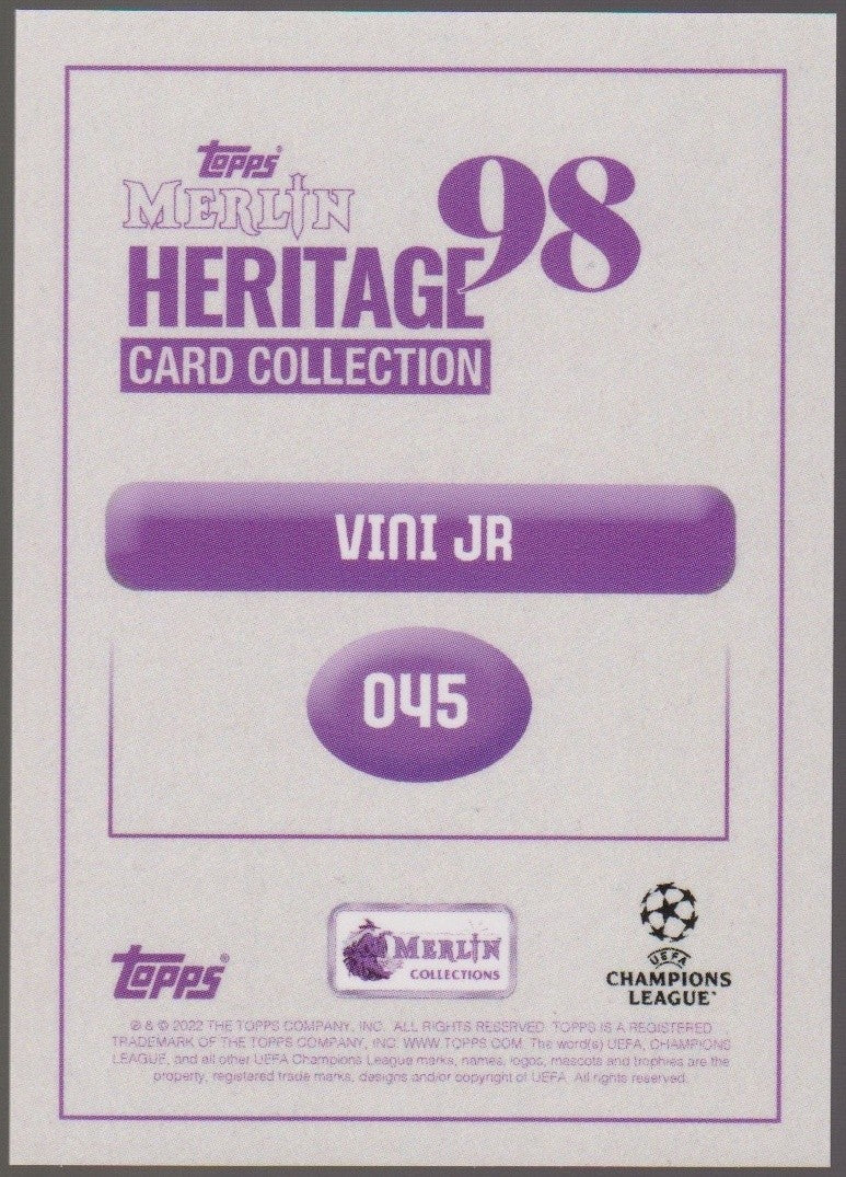 Topps Merlin Heritage Card Collection 2021-22 Vini Jr Real Madrid Parallel Rare – Bild 2