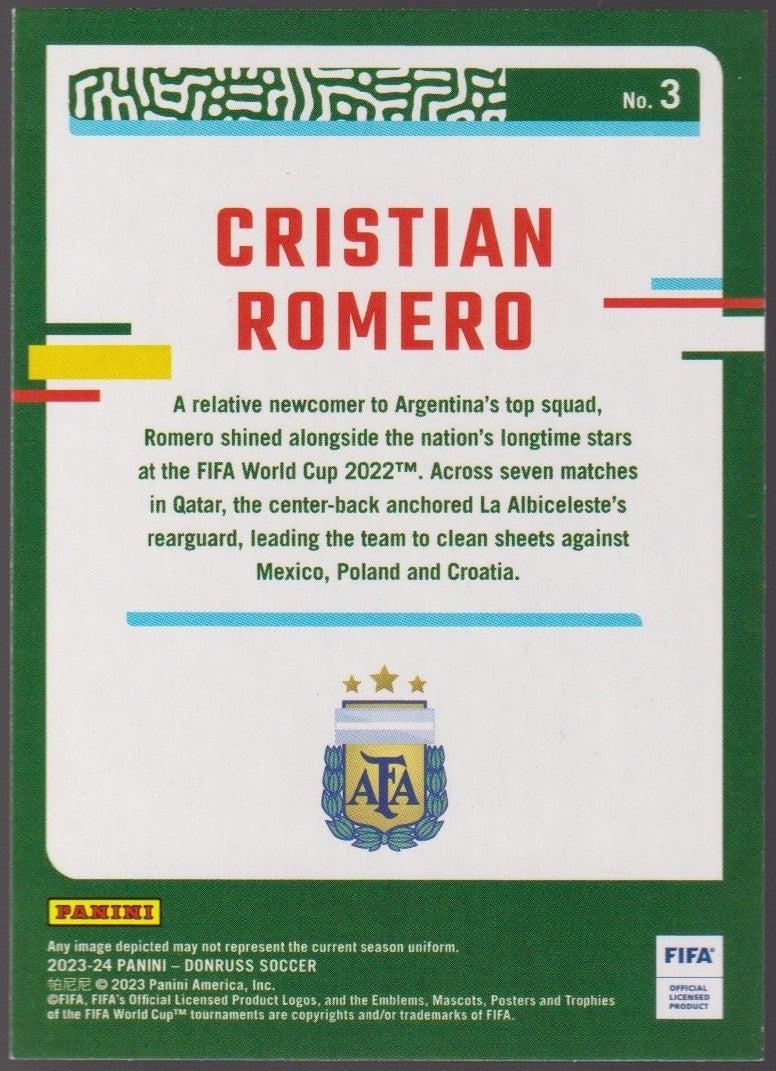 Panini 2023-24 - DONRUSS SOCCER Cristian Romero Argentina Parallel Refractor – Bild 2