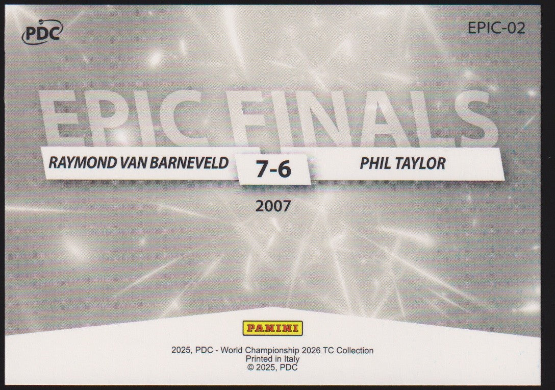 Panini PDC WC 2026 Raymond Van Barneveld & Phil Taylor Refractor Parallel – Bild 2