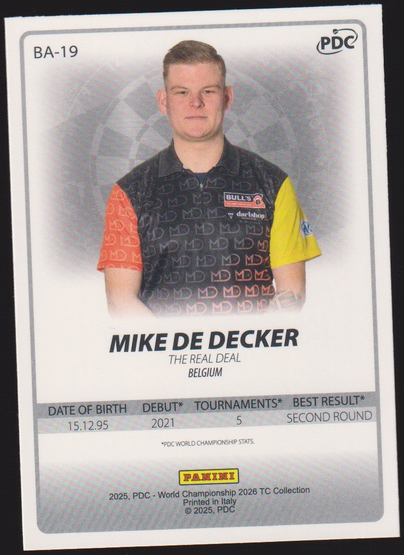 Panini PDC World Championship 2026 Mike De Decker Refractor Parallel – Bild 2
