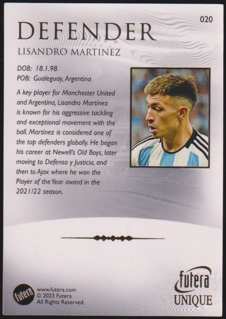 Futura 2022-23 Lisandro Martínez Manchester United, Argentina Parallel Rare – Bild 2