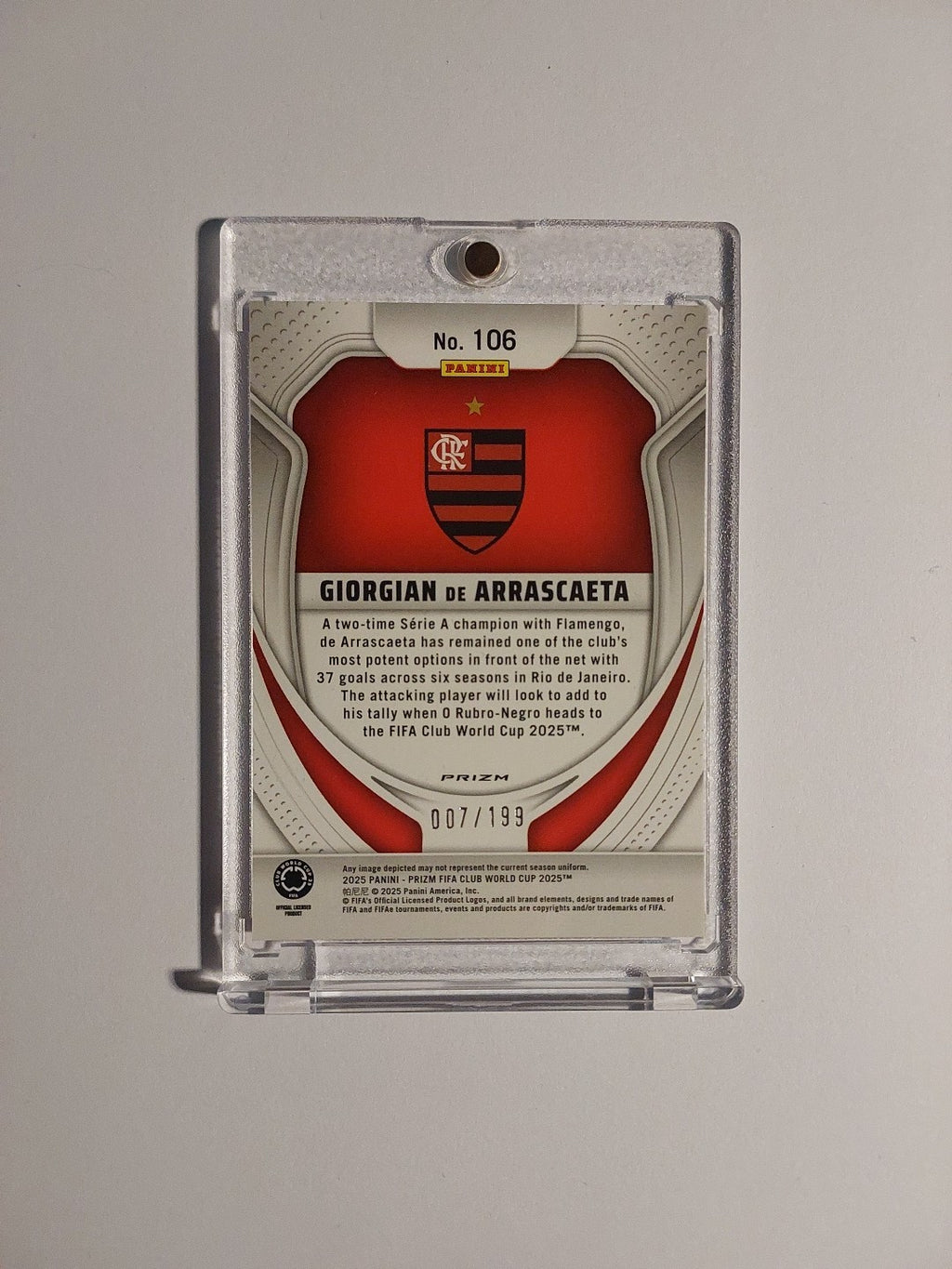 Panini Prizm 2025 Giorgian De Arrascaeta Flamengo Parallel 7/199 Refractor Rare – Bild 2