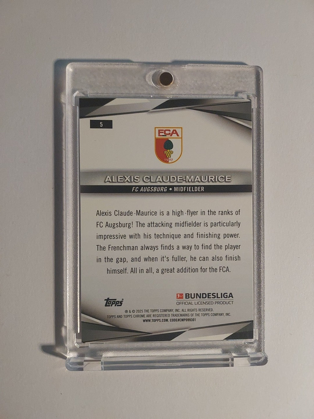 Topps Bundesliga 2024-25 Alexis Claude-Maurice Augsburg Parallel 10/52 Refractor – Bild 2