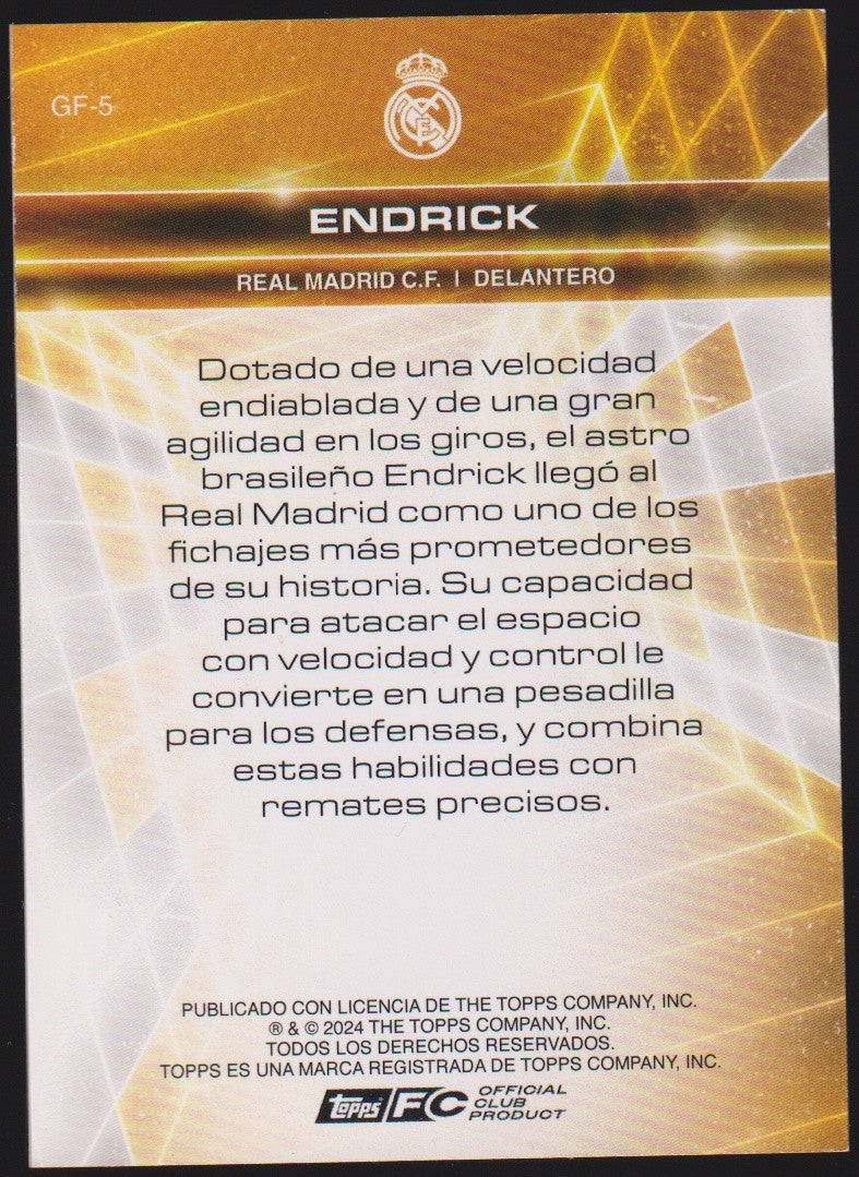 Topps 2023-24 Endrick Rookie Real Madrid C.F. Parallel Rare Nr. GF-5 – Bild 2