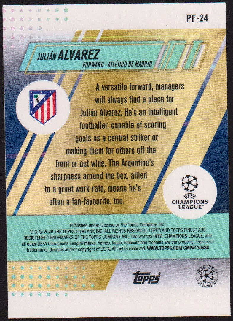 Topps 2025-26 Julian Alvarez Atletico de Madrid Parallel 66/99 Refractor – Bild 2