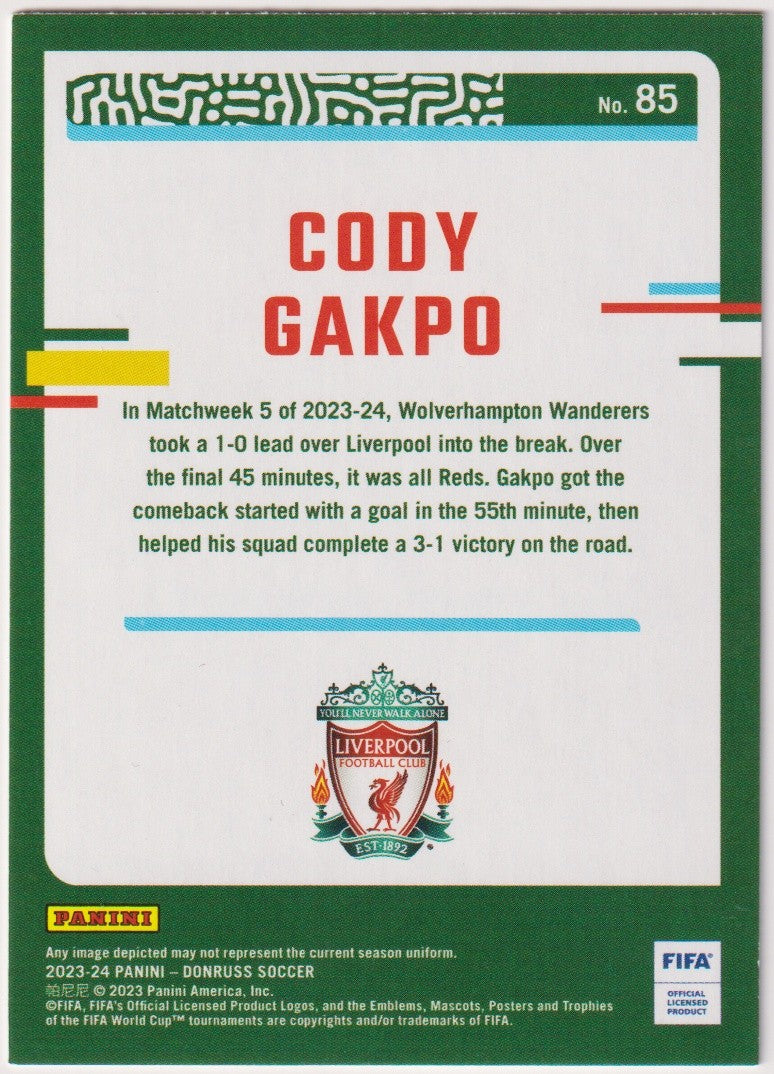 Panini 2023-24 - DonRuss Soccer Cody Gakpo Liverpool FC Parallel Rare – Bild 2