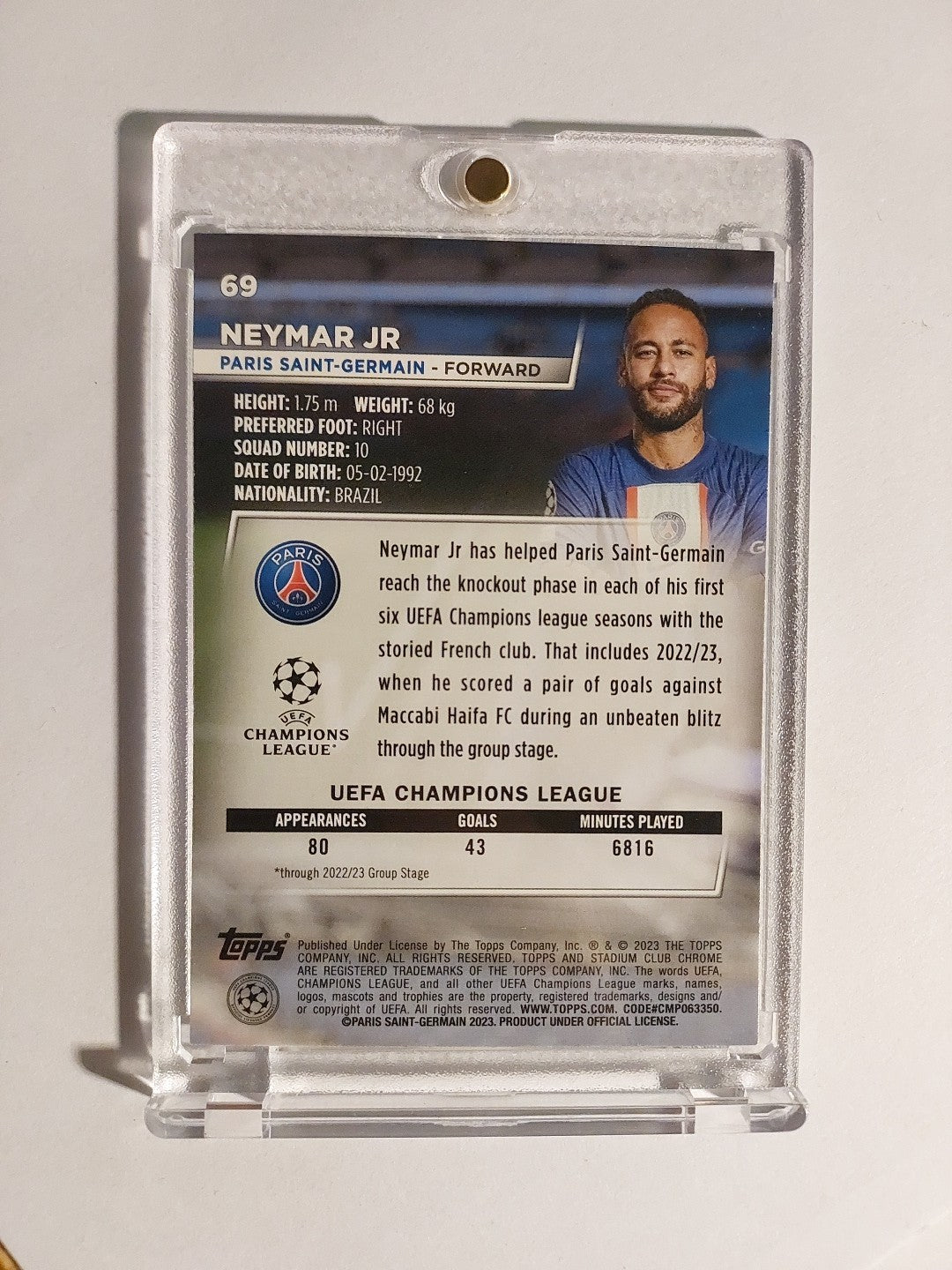 Topps Stadium Club 2022-23 Neymar Jr Paris Saint-Germain Parallel Insert Rare – Bild 2