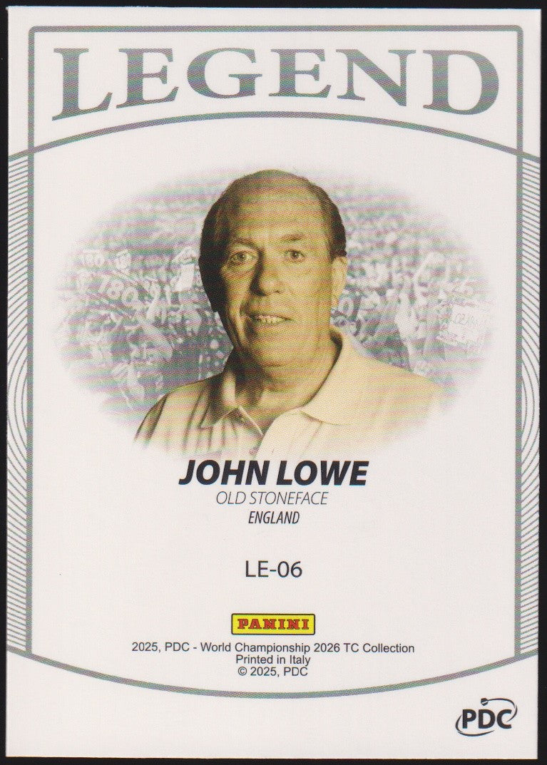 Panini PDC World Championship 2026 John Lowe "Old Stoneface" Refractor Parallel – Bild 2