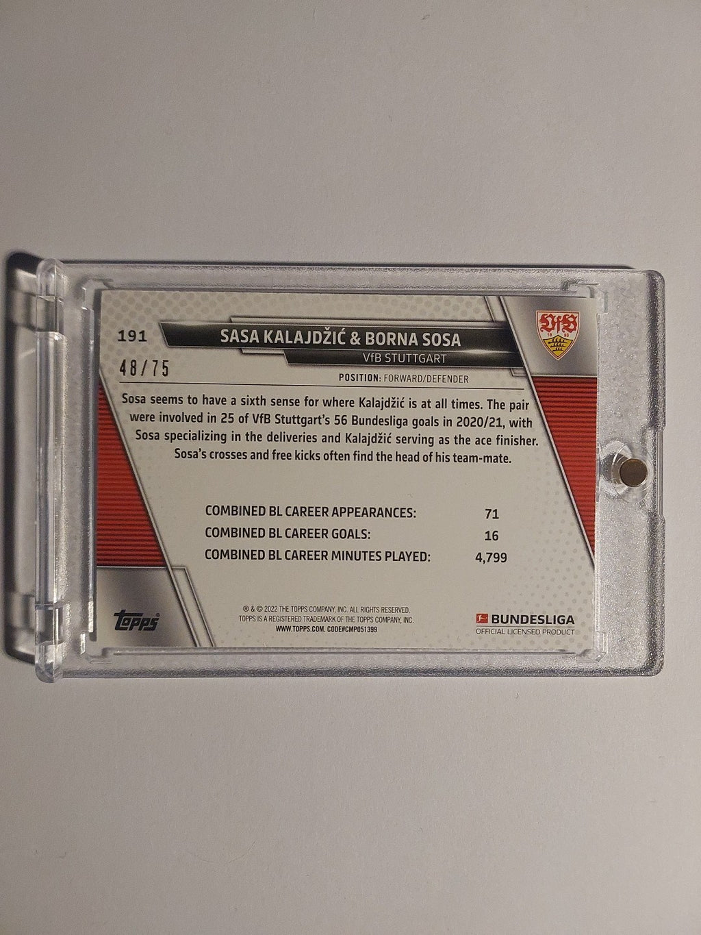 Topps Bundesliga 2021-22 Kalajdzic & Sosa Vfb Stuttgart Dual Parallel 48/75 Rare – Bild 2