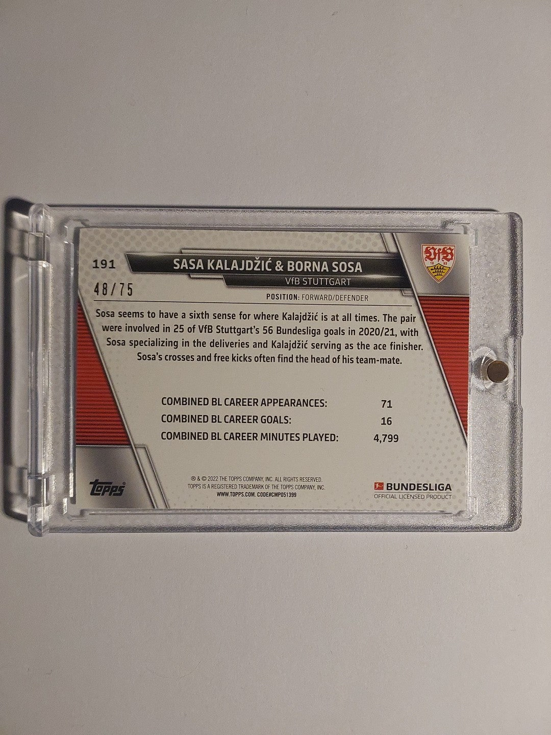 Topps Bundesliga 2021-22 Kalajdzic & Sosa Vfb Stuttgart Dual Parallel 48/75 Rare – Bild 2