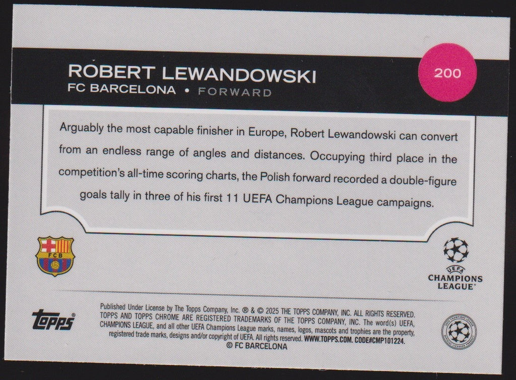 Topps Chrome 2024-25 Robert Lewandowski FC Barcelona Parallel Refractor – Bild 2