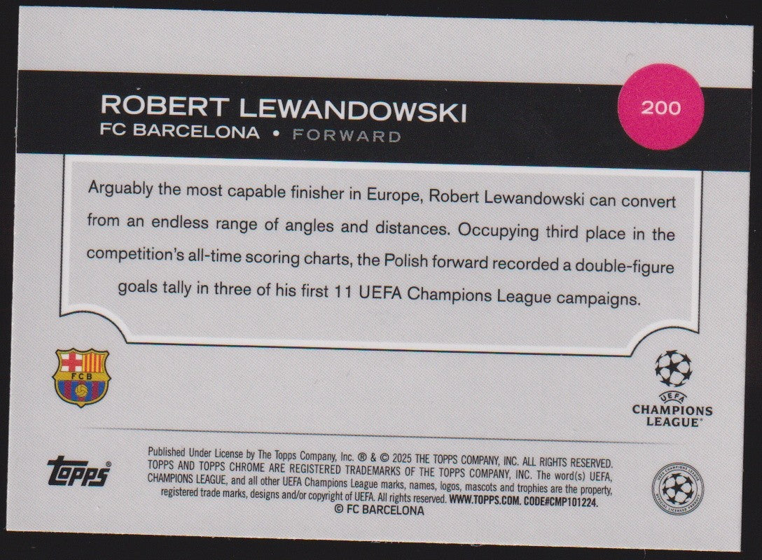 Topps Chrome 2024-25 Robert Lewandowski FC Barcelona Parallel Refractor – Bild 2
