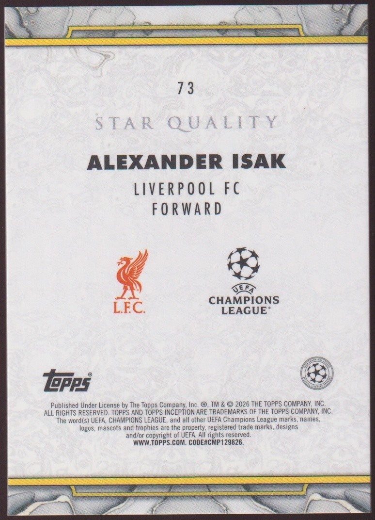 Topps Inception 2025-26 Alexander Isak Liverpool FC Parallel 39/125 Rare – Bild 2