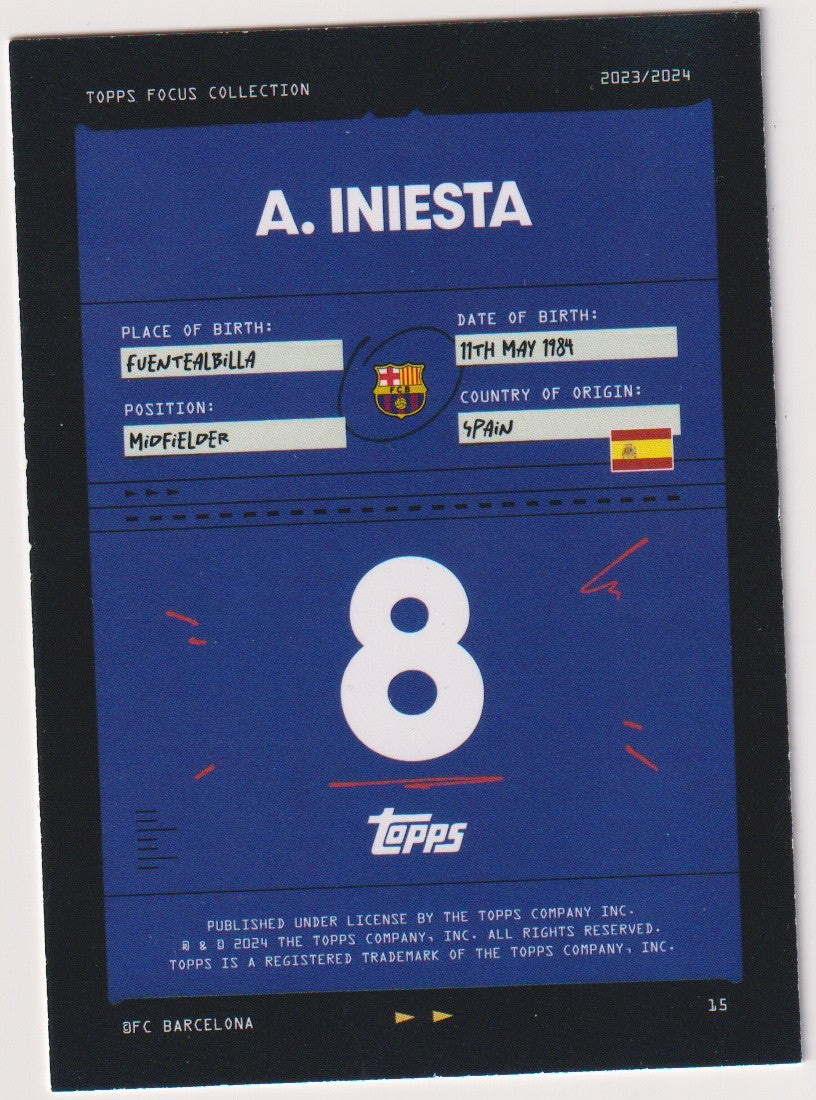Topps Focus Collection 2023-24 A. Iniesta FC Barcelona 2023/2024 Parallel Rare – Bild 2