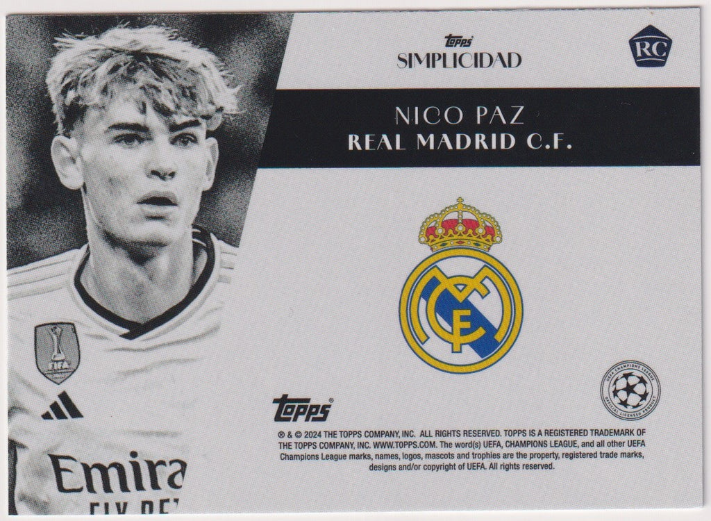 Topps Simplicidad 2024-25 Nico Paz Rookie Real Madrid C.F. Parallel Rare – Bild 2