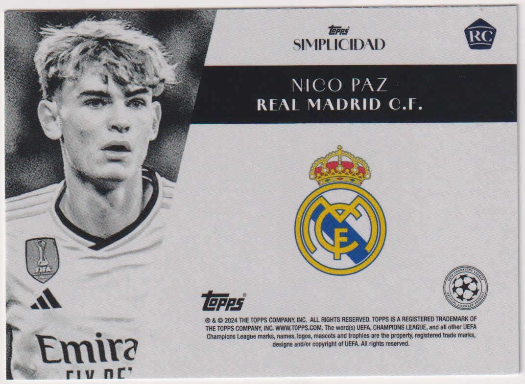 Topps Simplicidad 2024-25 Nico Paz Rookie Real Madrid C.F. Parallel Rare – Bild 2