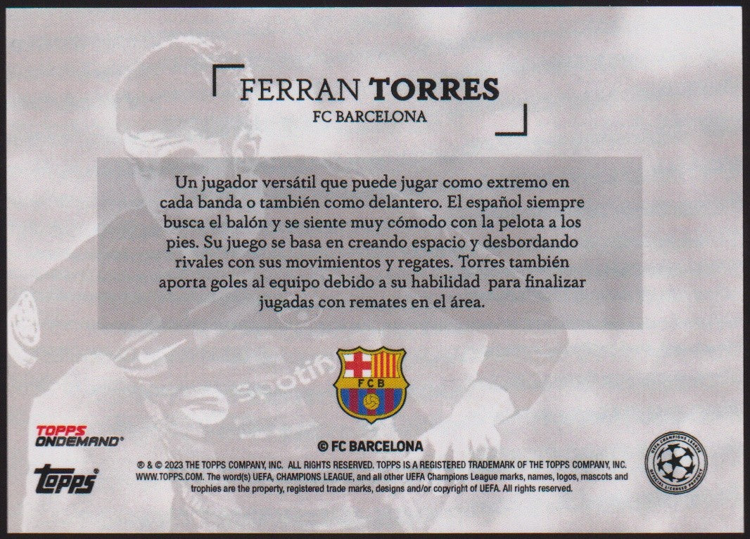 Topps 2022-23 Ferran Torres FC Barcelona Parallel Rare – Bild 2