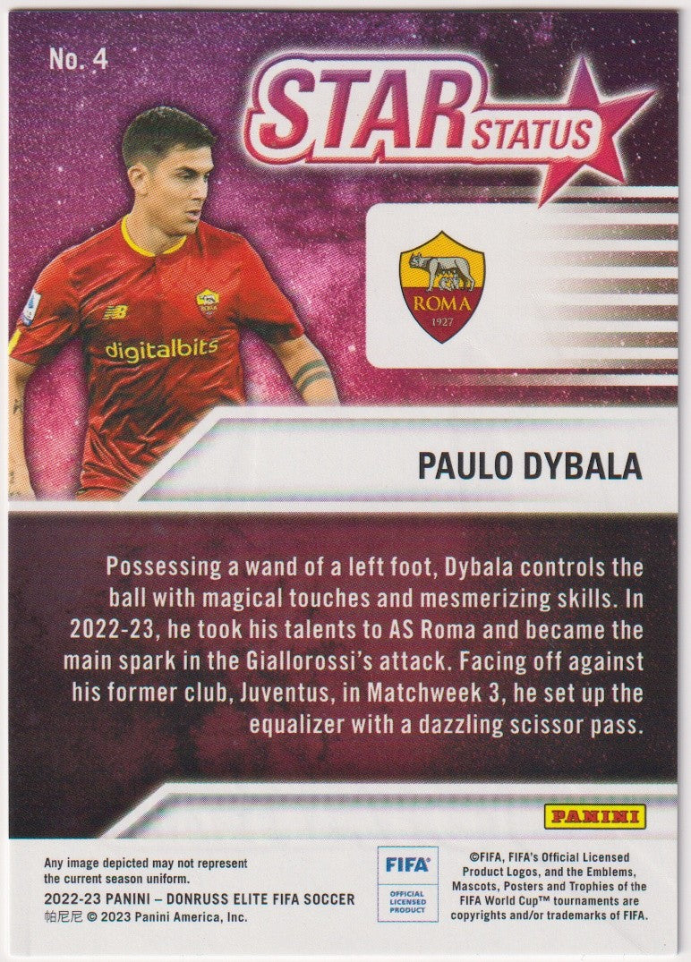 Panini Elite 2022-23 Paulo Dybala AS Roma Donruss FIFA Soccer Parallel Rare – Bild 2