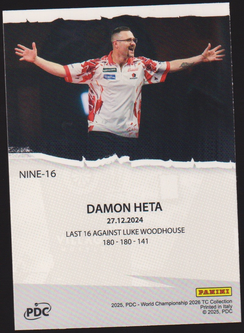 Panini PDC WC 2026 Damon Heta 9 Dart Club Refractor Parallel – Bild 2