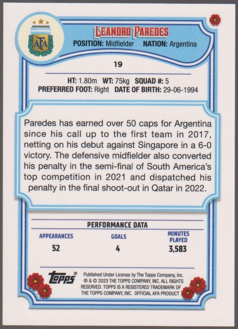 Topps 2023-24 Leandro Paredes Argentina Parallel Rare #19 – Bild 2