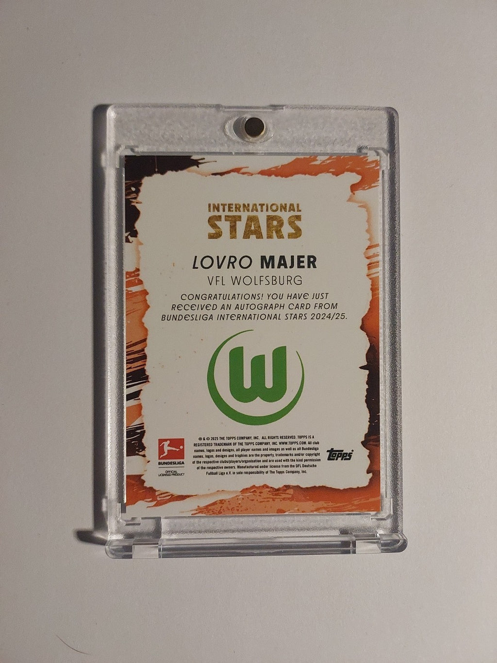 Topps International Stars 2024-25 Lovro Majer Auto Wolfsburg Parallel 12/49 Rare – Bild 2
