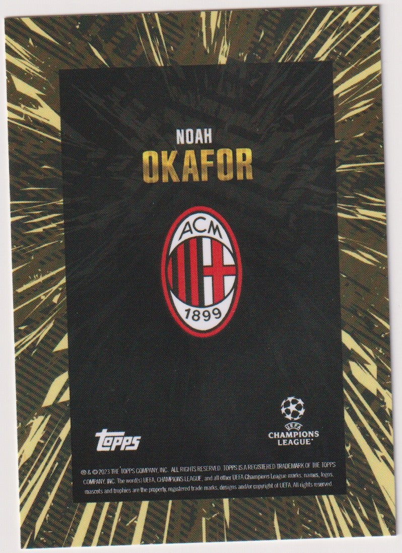 Topps Gold 2022-23 Noah Okafor AC Milan UEFA Champions League Parallel Rare – Bild 2