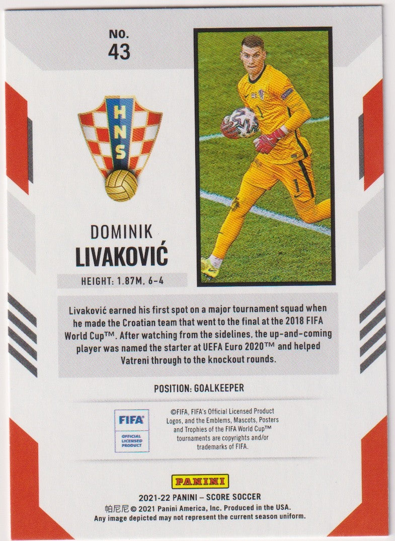 Panini 2021-22 Panini - Score Soccer 2021-22 Dominik Livaković Kroatien Parallel – Bild 2