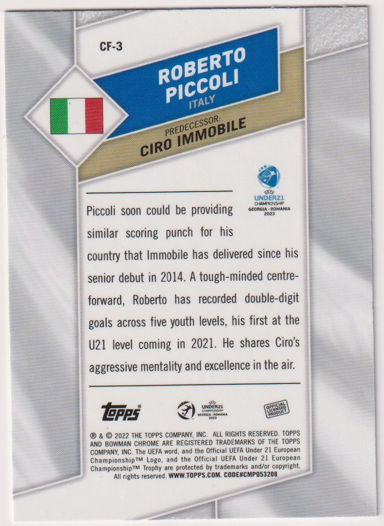 Topps Chrome Under21 Roberto Piccoli Italien Parallel Refractor – Bild 2