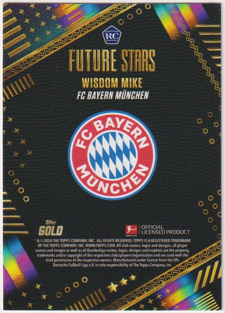 Topps Gold 2025-26 Wisdom Mike Bayern München Future Stars Parallel Rookie Rare – Bild 2
