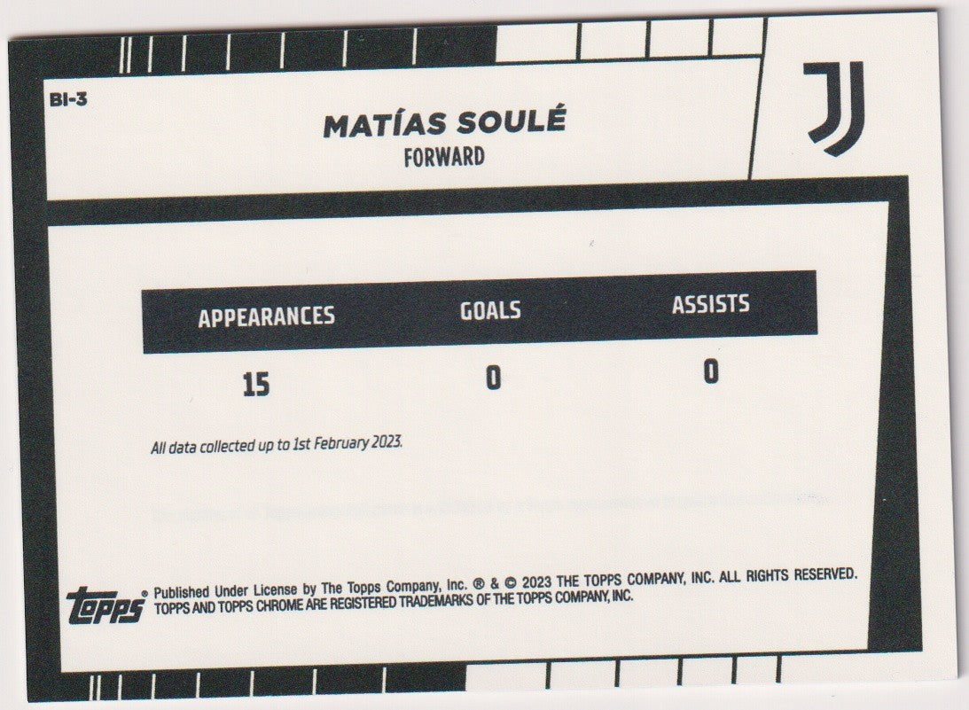 Topps Chrome 2022-23 Matías Soulé Rookie Juventus Parallel Rare Nr. BI-3 – Bild 2