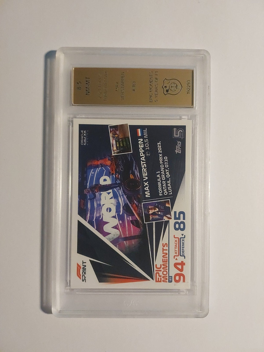 Topps Turbo 2024 Max Verstappen Formel 1 RB Racing Epic Moments GSG 8.5 = PSA – Bild 2